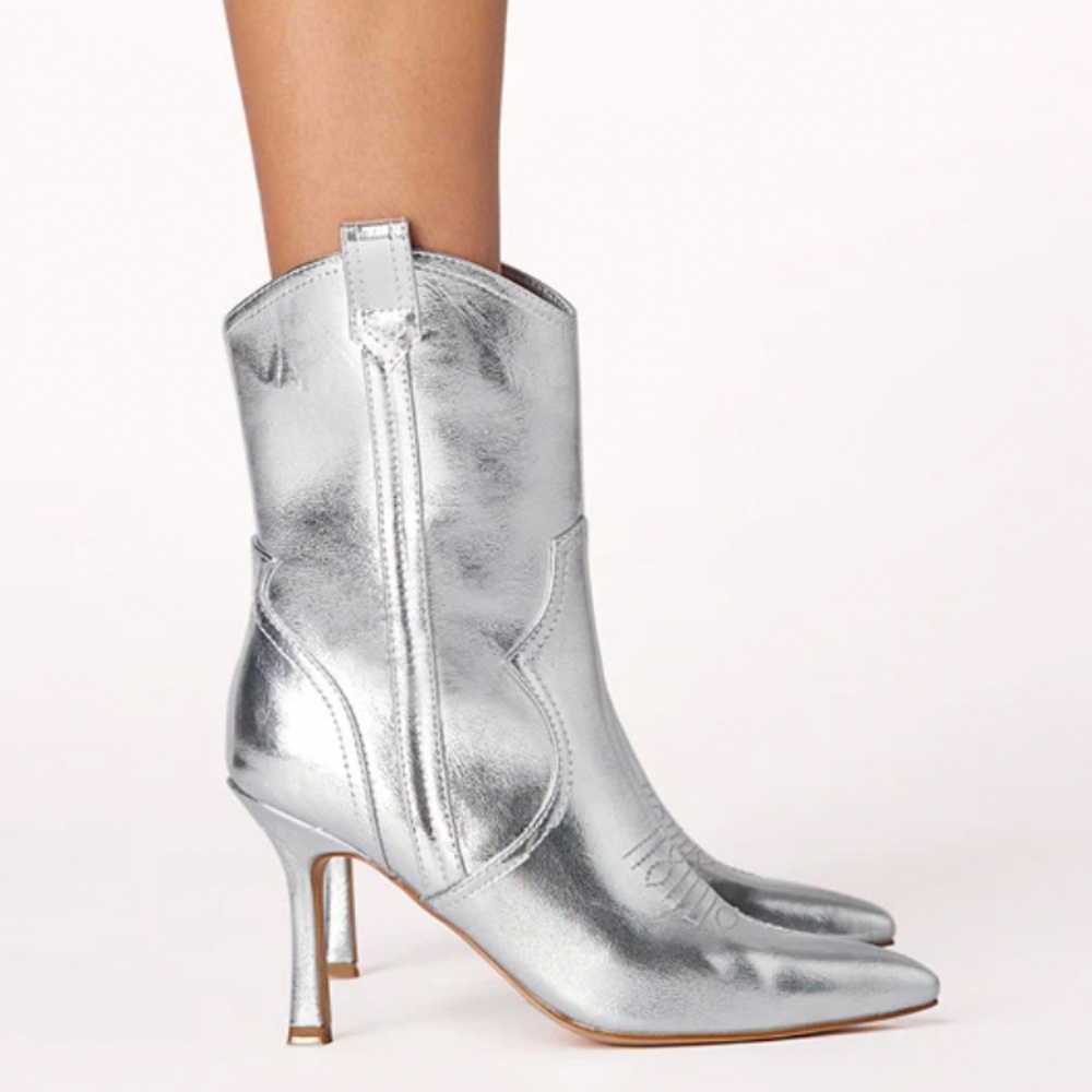 Ally Metallic Booties - Silver